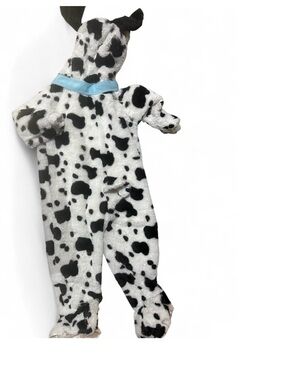 Dalmatian Spot Plush One-Piece Romper for Kids - White & Black